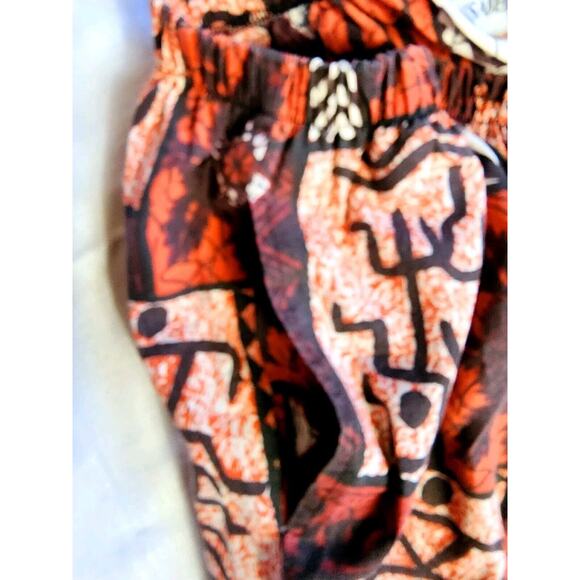 VTG 60s Hawaiian Red Tribal Floral Petroglyphs Shirt & Capri Short Set XL Hawaii - Picture 9 of 16